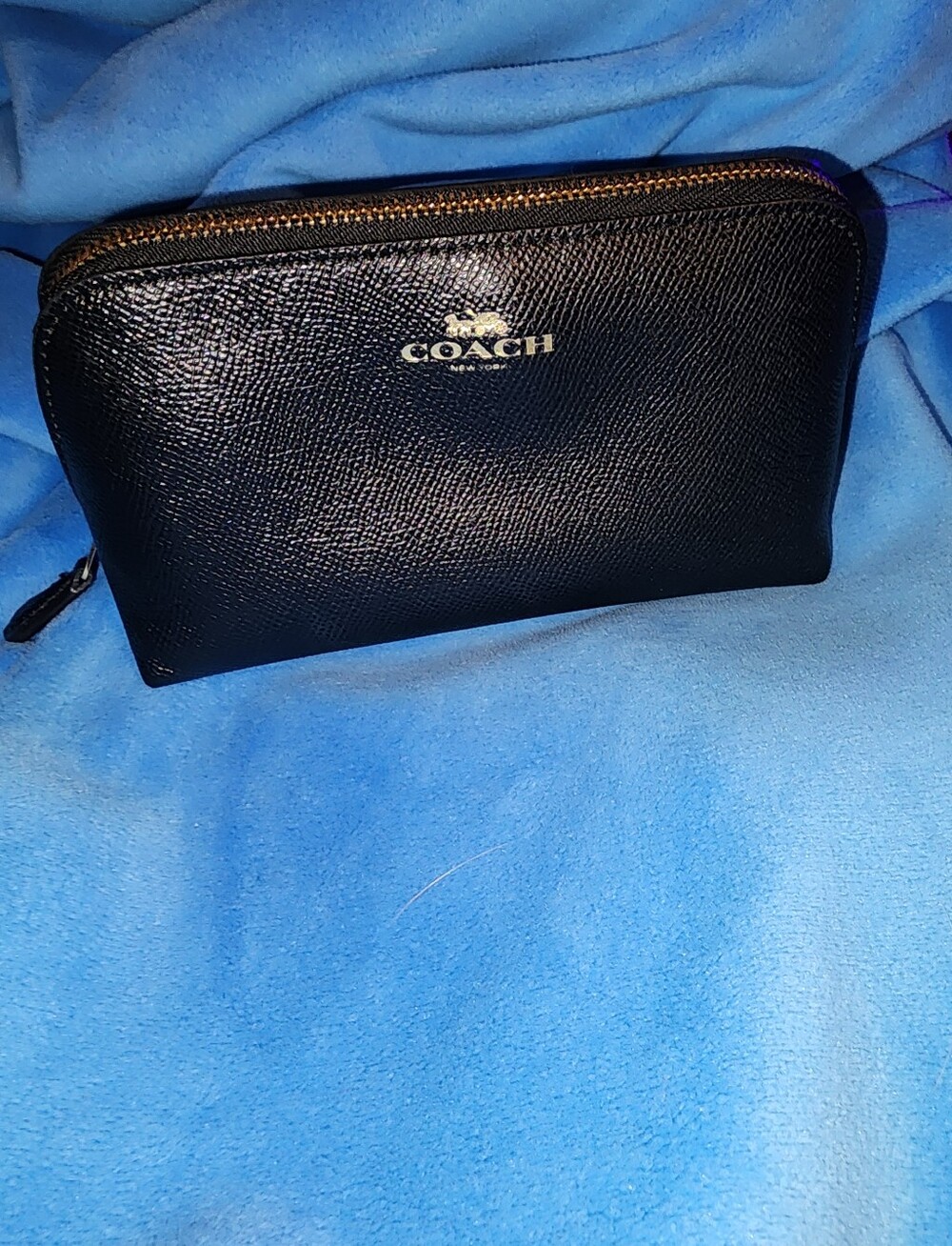 Coach Black Leather Cosmetic Pouch